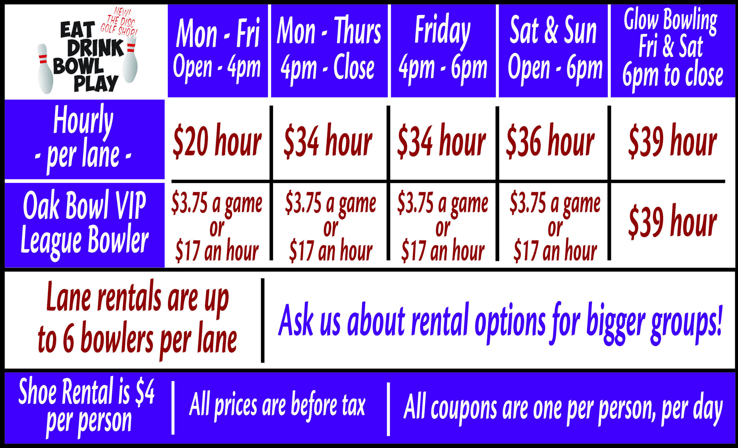 11.2025 Open Bowling Prices